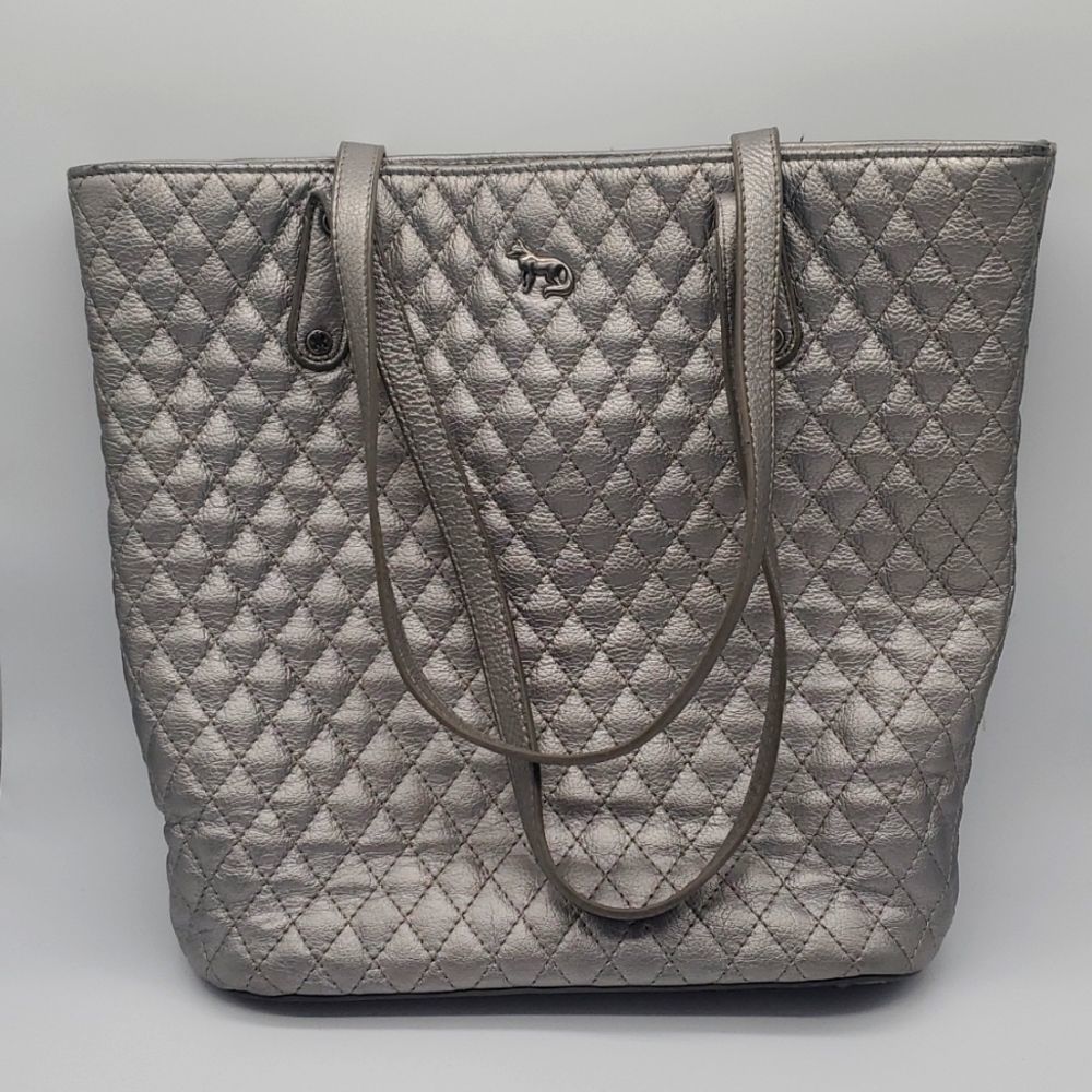 Emma Fox silver leather shoulder/tote bag